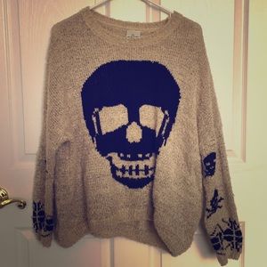 Cozy Oversized Oatmeal Skull Sweater 
